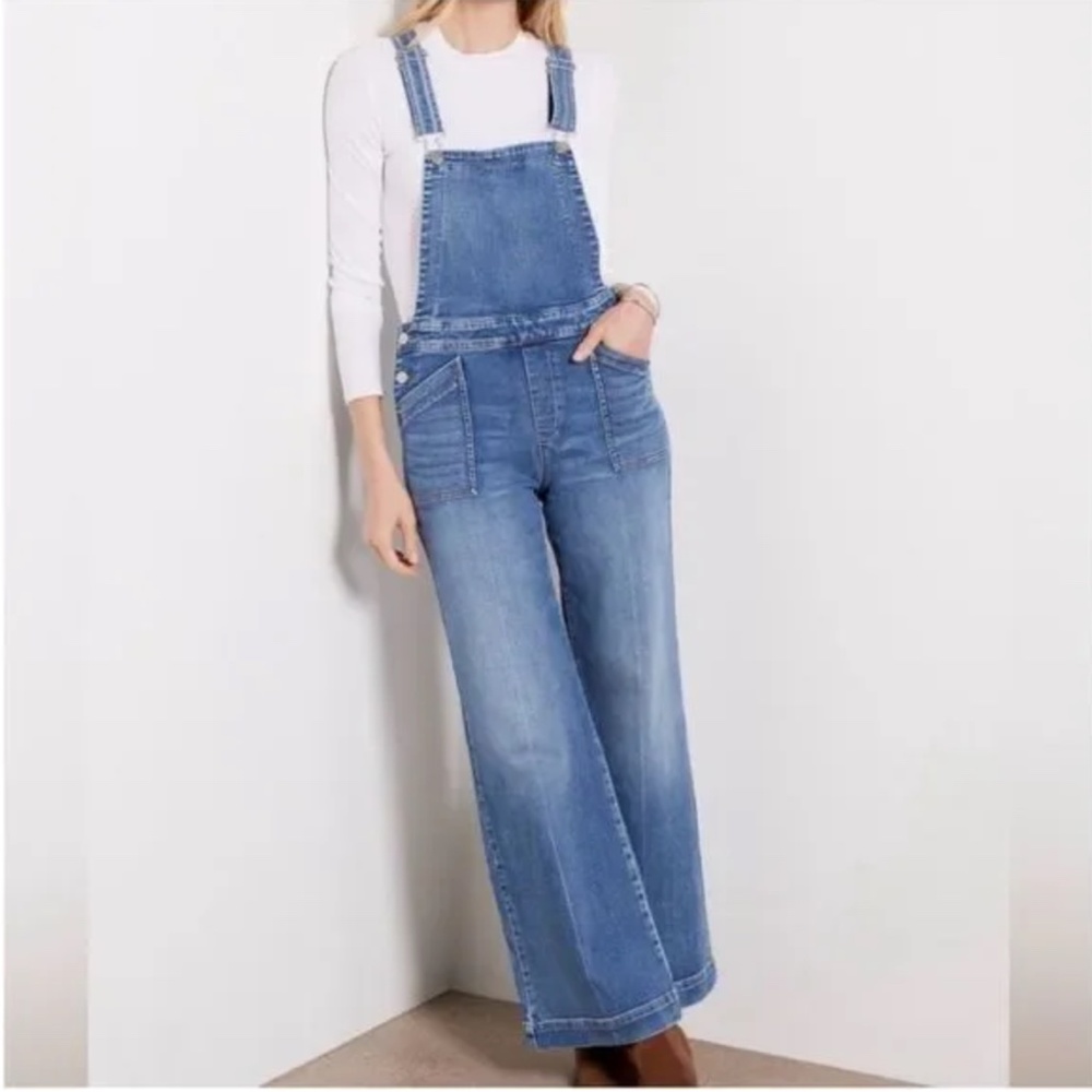 Evereve Ever Denim Overalls Size 26 Blue Wide Leg Boho Western Relaxed Festival